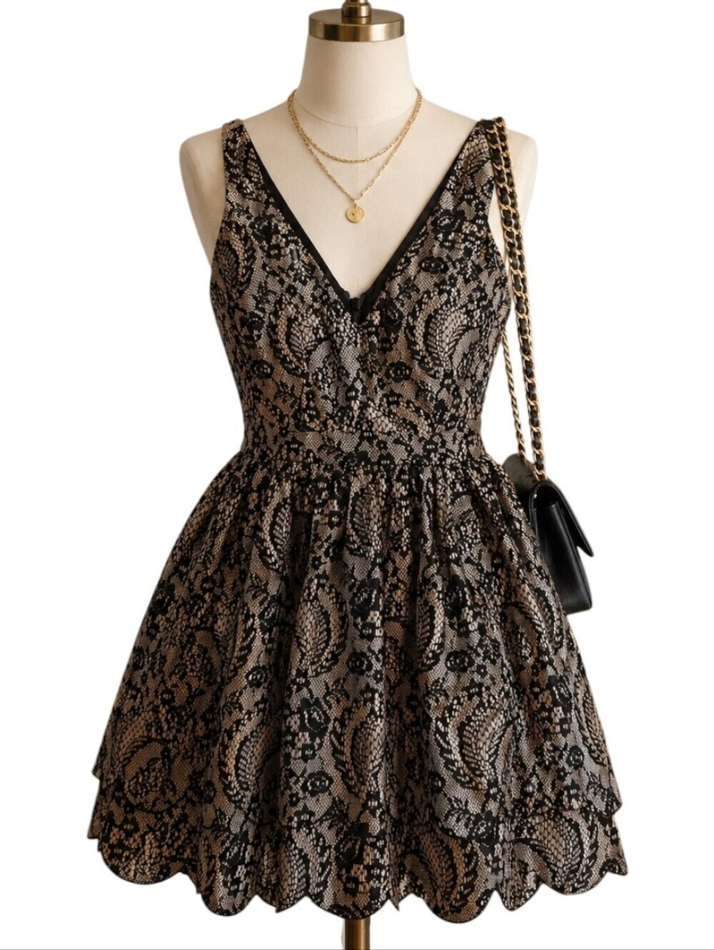 Bebe Vintage Tan Lace Dress